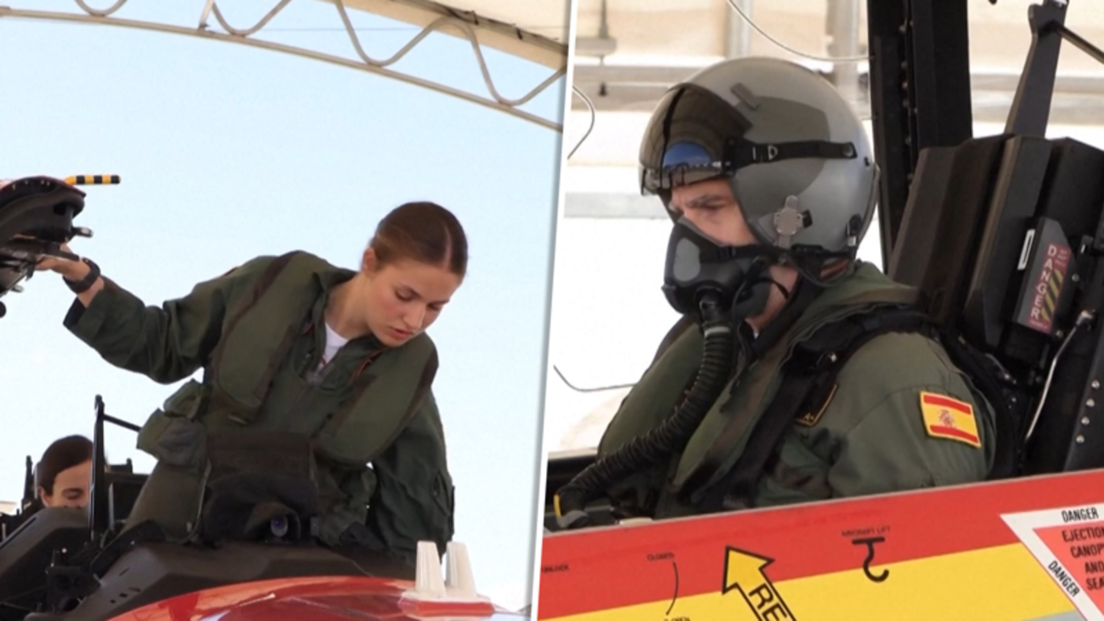 Spaanse kroonprinses maakt trainingsvlucht met koning Felipe