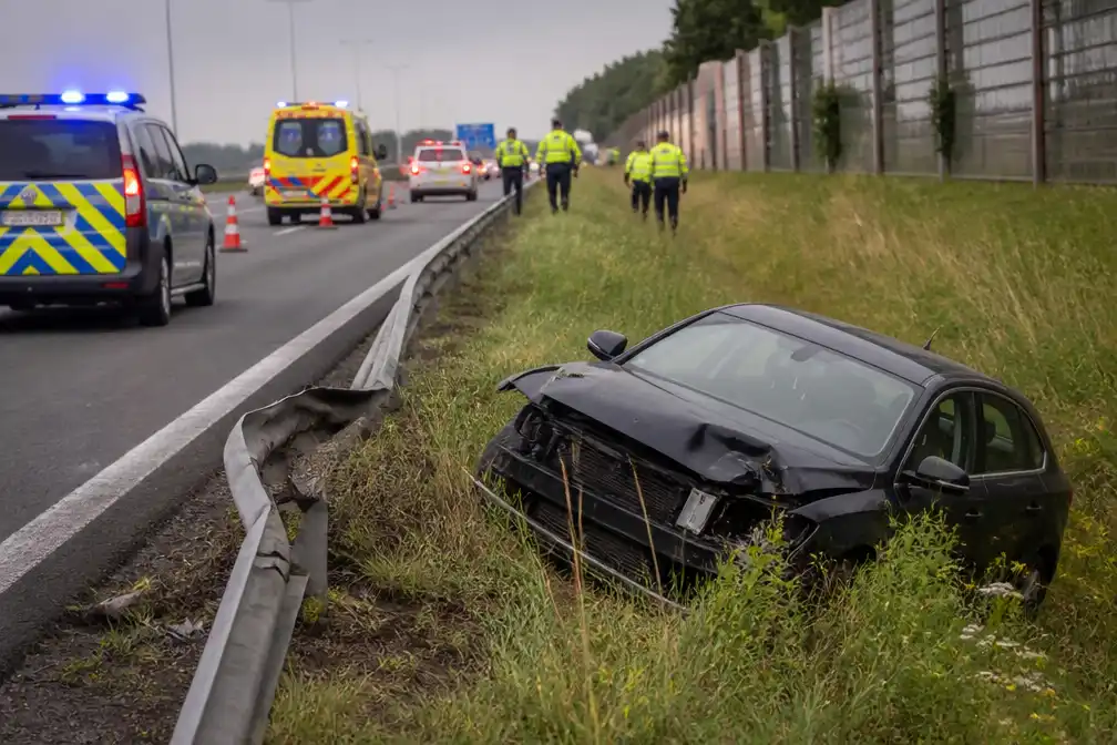 Auto belandt over vangrail op A12 in Aartselaar, chauffeur opgepakt na vlucht