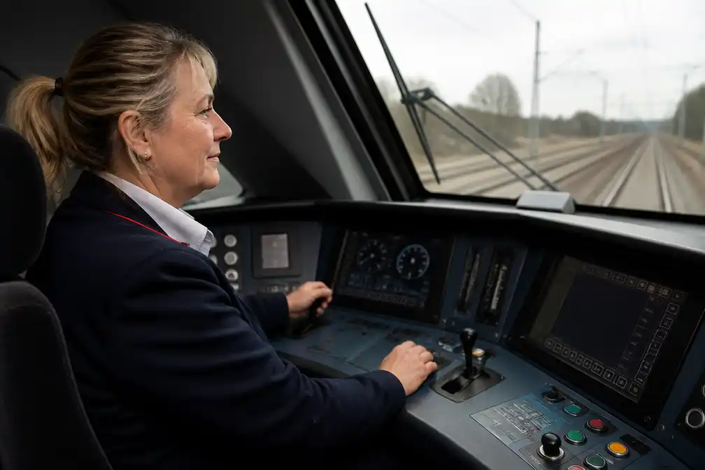 Oud-tandartsassistente Joke Bijker-Hiddink rijdt Duitse treinen met 160 km/u