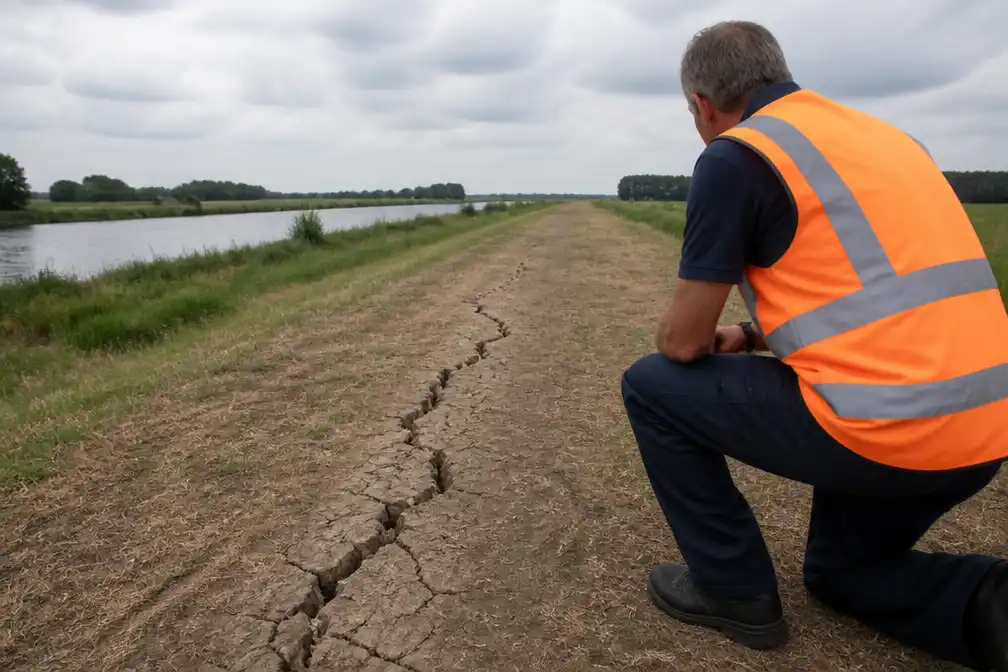 Zorgen bij Delfland om toename droogtescheuren in dijken