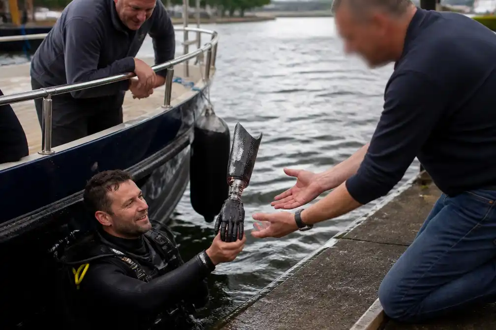 Duiker bergt armprothese van 15.000 euro die man verloor bij zijn boot