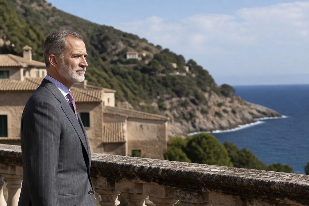 Felipe VI bekijkt zonsverduistering vanaf landgoed Son Marroig in Deià