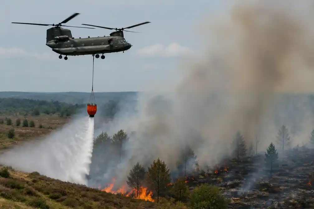 Nederland stuurt twee Defensiehelikopters naar Belgische natuurbrand