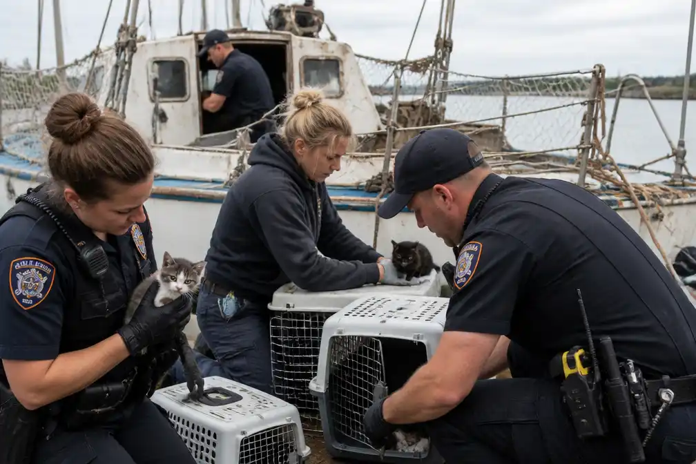 Politie Tacoma redt zestig katten en kittens van verlaten zeilboot