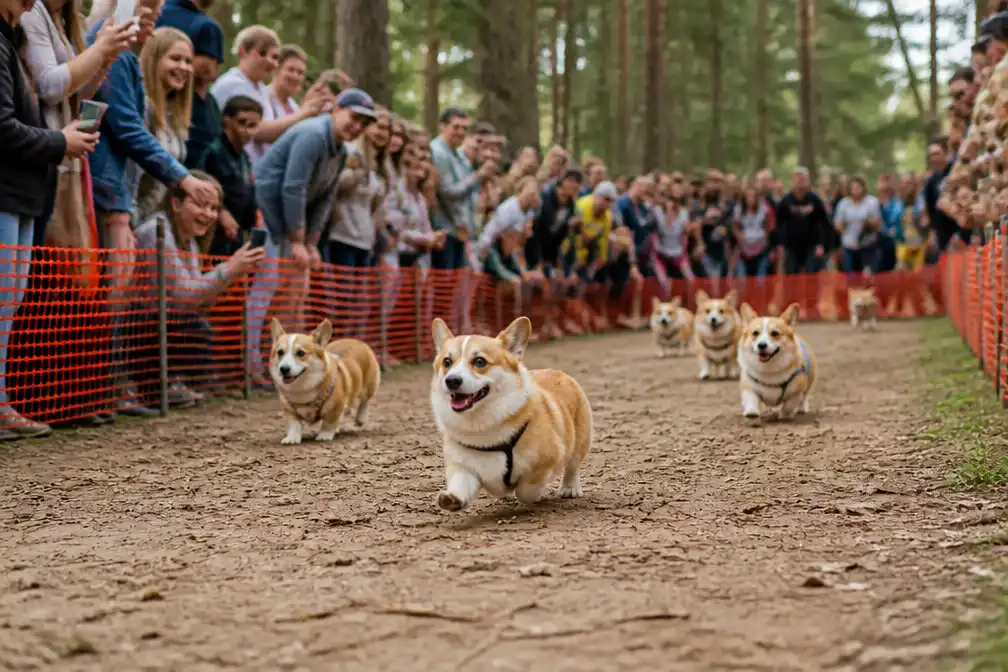 Eigenwijze corgi's gaan hun eigen gang tijdens race in Vilnius