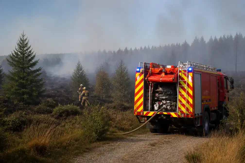 Limburgse brandweer bestrijdt natuurbrand Hoge Venen aan Duitse grens
