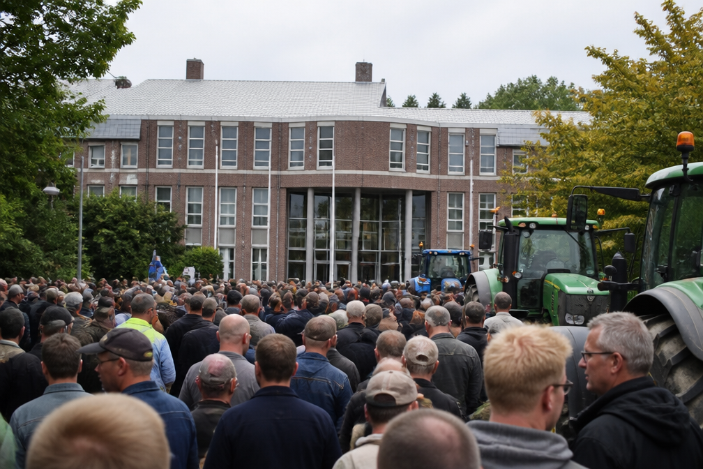 Honderden boeren verzameld bij provinciehuis in Assen