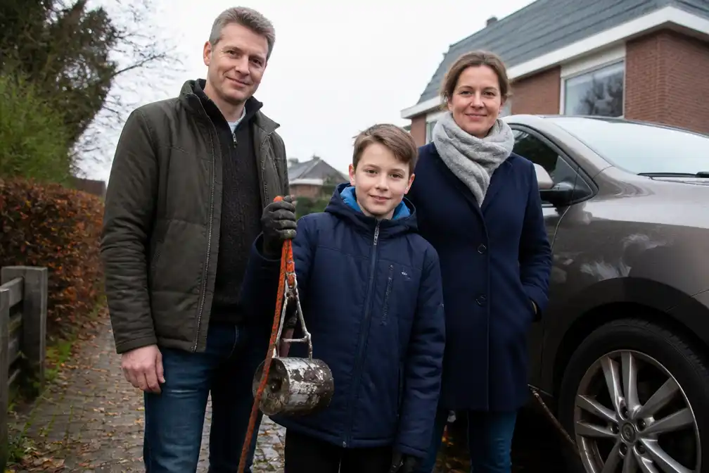 Dani (10) ontrafelt met vismagneet het mysterie van lekke banden in het dorp