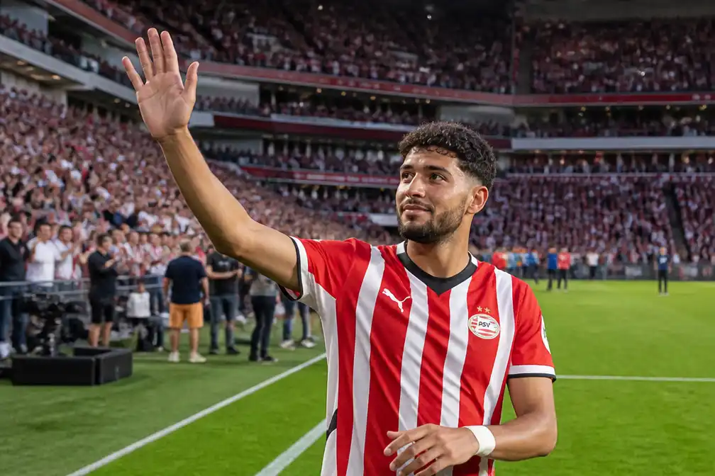 PSV-fans zwaaien naar Bayern vertrokken Saibari uit in Eindhoven