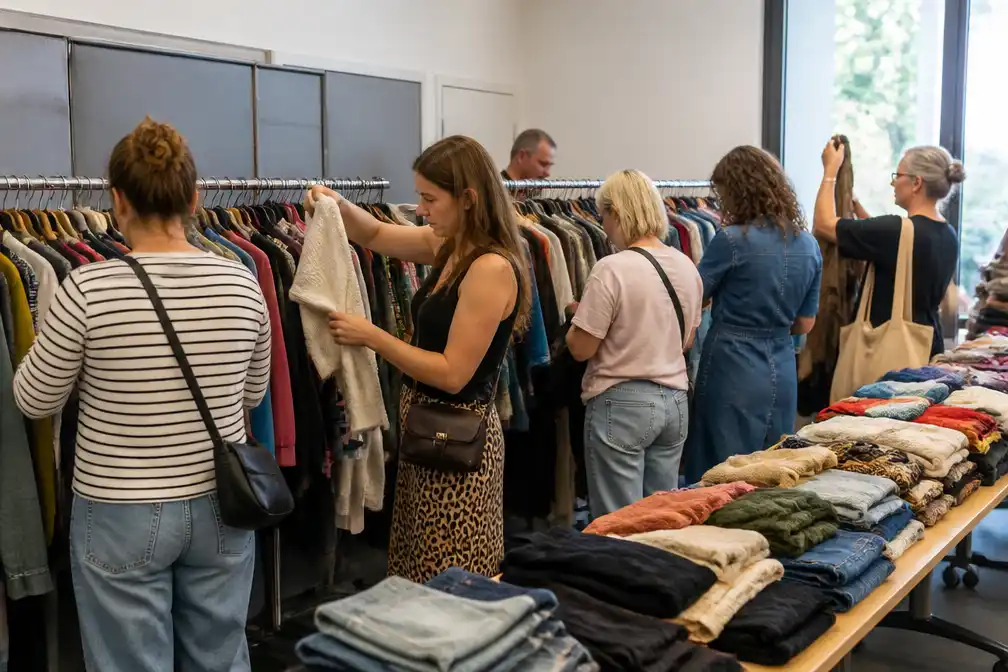 Eerste kledijruil Oudenaarde lokt veel volk op Dag van de Tweedehandskleding