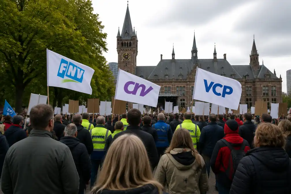 Vakbonden protesteren op 8 september in Den Haag tegen sociale zekerheidsplannen