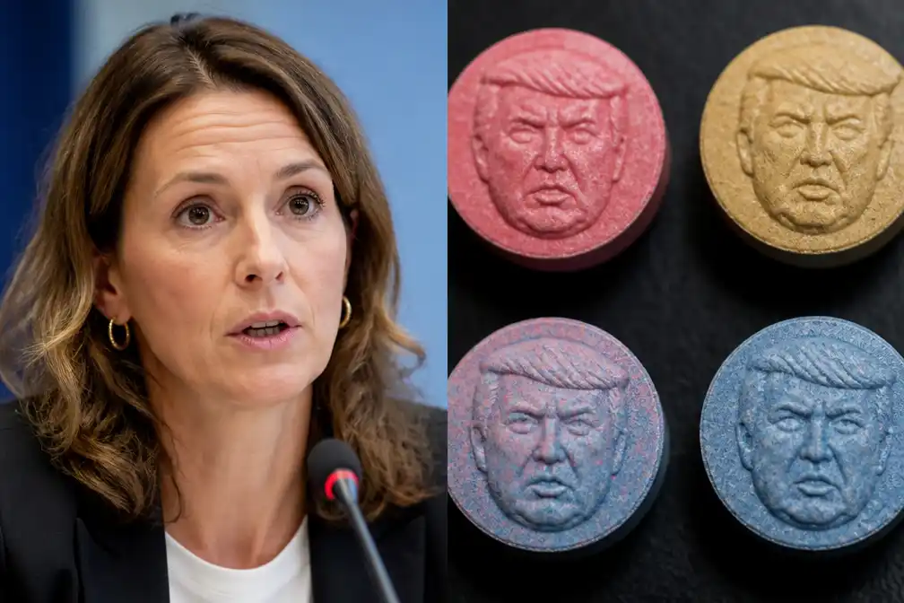 Minister Hermans waarschuwt voor gevaarlijke xtc-pillen met Trump-afbeelding