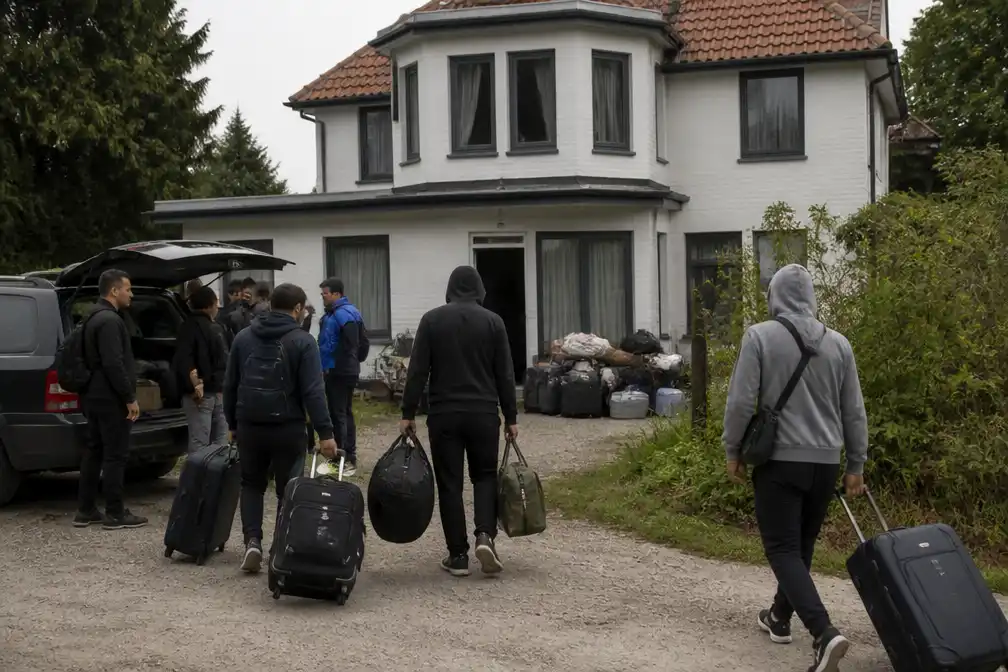 Meer dan 100 mensen zonder papieren verlaten gekraakte villa in Grimbergen