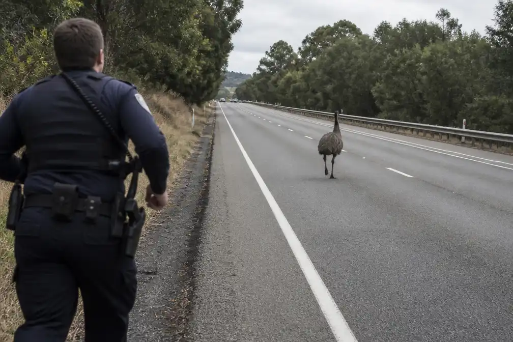 Agent achtervolgt losgebroken emoe in Australië; video gaat viraal