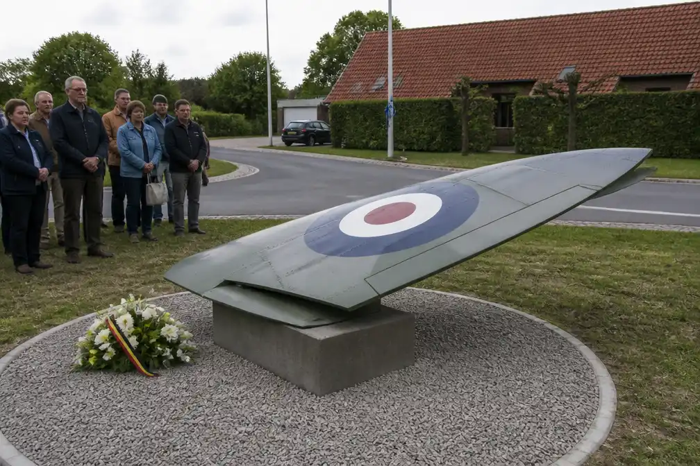 Vleugelmonument voor Spitfire-piloot Maurice Renard onthuld in Balegem