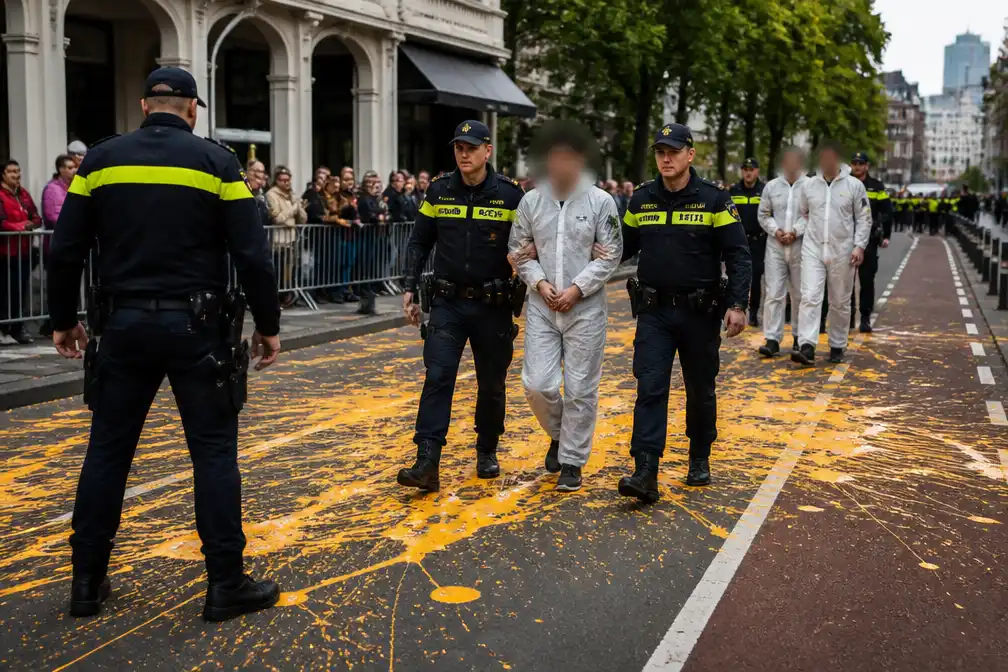 Zeven aanhoudingen in Den Haag voor verf op Prinsjesdag-route