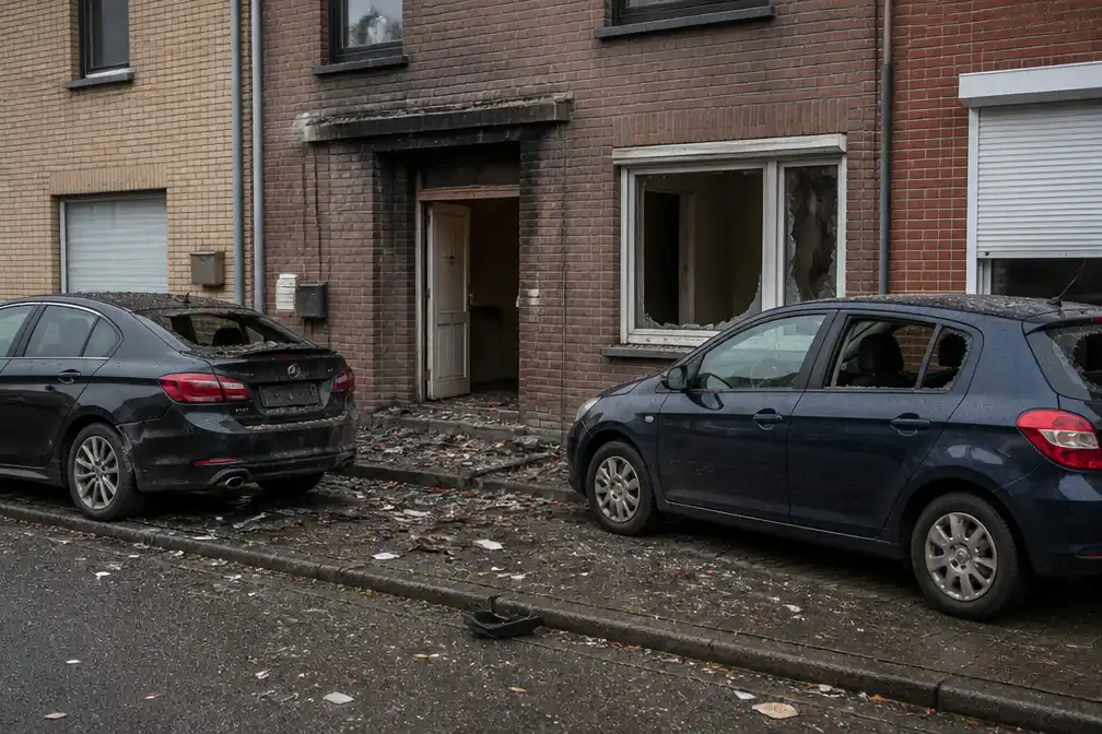 Ontploffing aan voordeur van woning in Vilvoorde: huis en twee voertuigen beschadigd