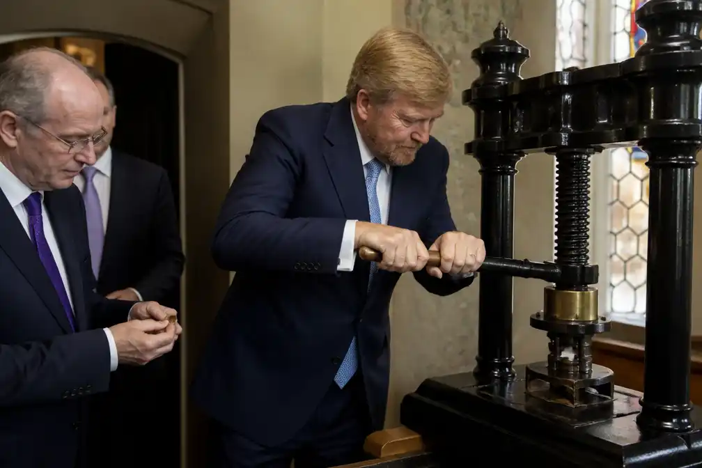 Willem-Alexander heropent gerestaureerd Kasteel Huis Bergh en slaat munt