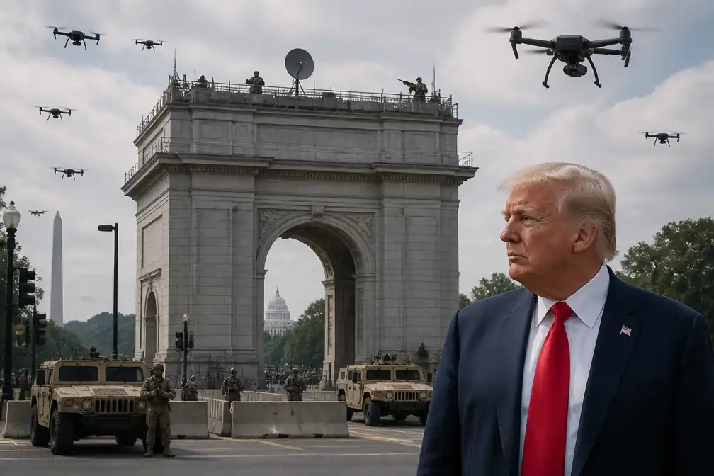Trump wil triomfboog in Washington ook als militair complex met drones en scherpschutters
