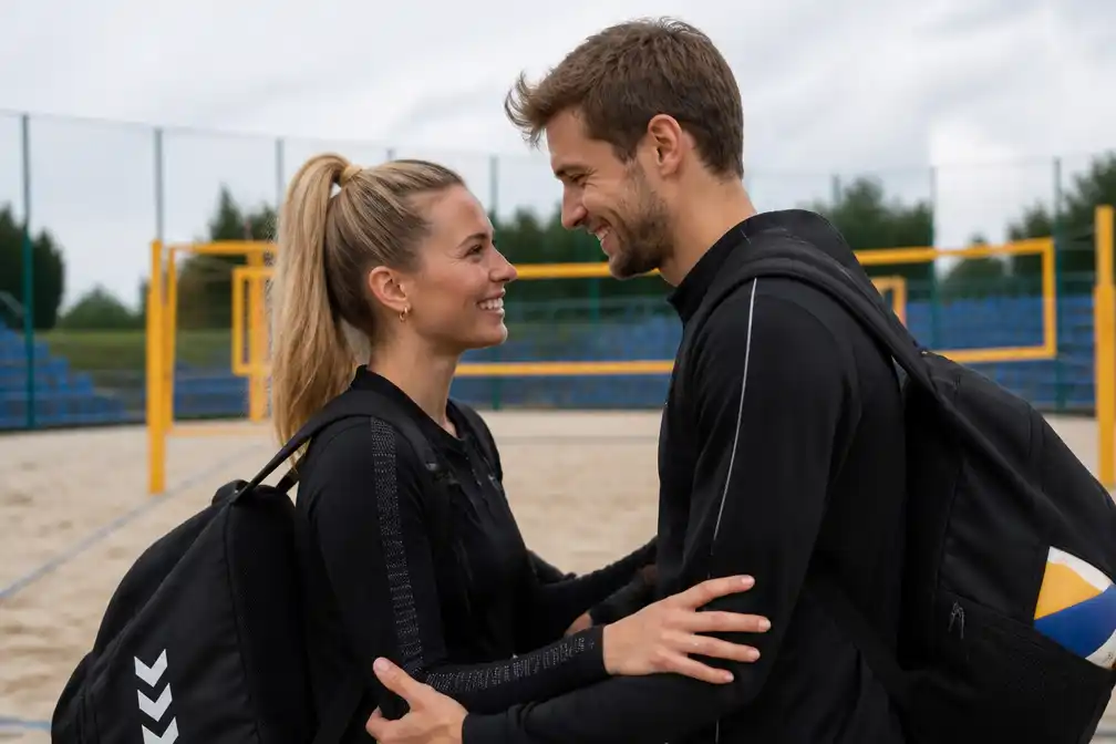 Handbalster Larissa Nüsser en beachvolleyballer Stefan Boermans zien elkaar één dag per maand