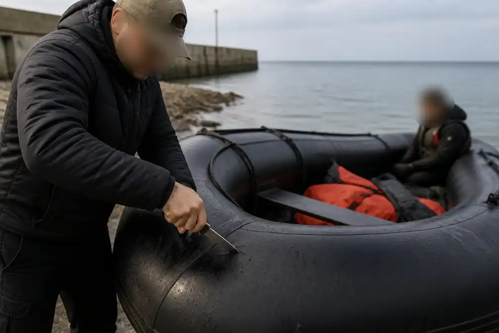 Britse extreemrechtse activist steekt migrantenboot lek op Kanaal, zes arrestaties