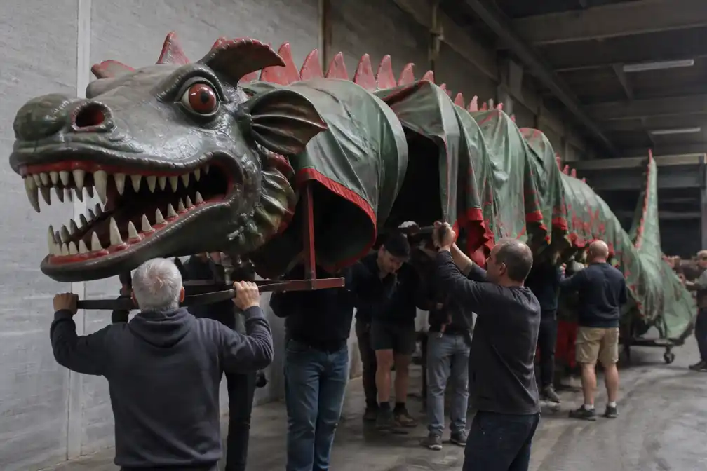 Tienen haalt bijna vijf meter grote draak Oswaldus na vijf jaar weer uit de stal