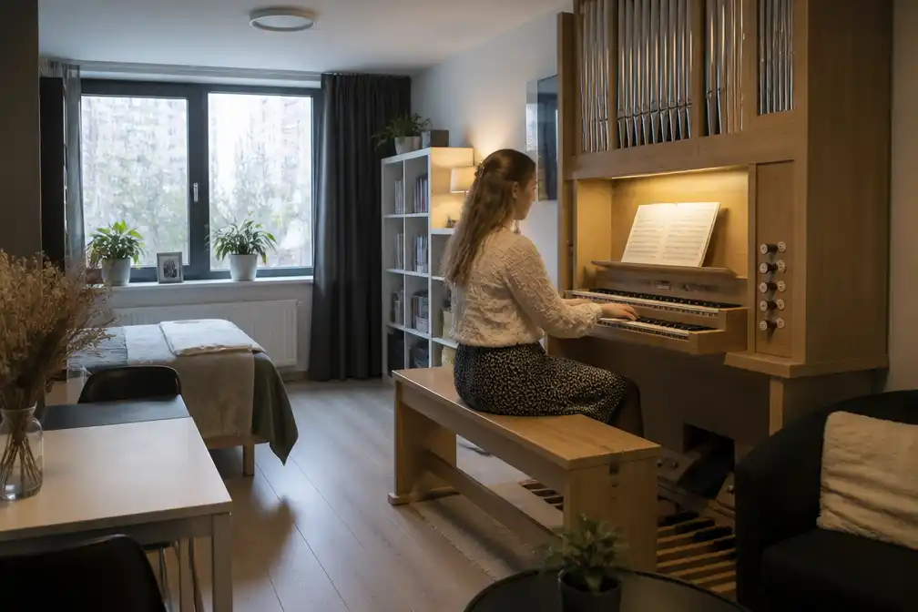 Studentenkamer van Jorinda Mulder (25 m²) op Driestar heeft een orgel: 'mijn pronkstuk'