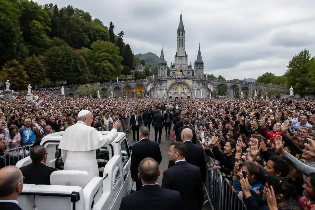 Paus Leo XIV onthaald door tienduizenden in Lourdes, 700.000 mensen in Parijs