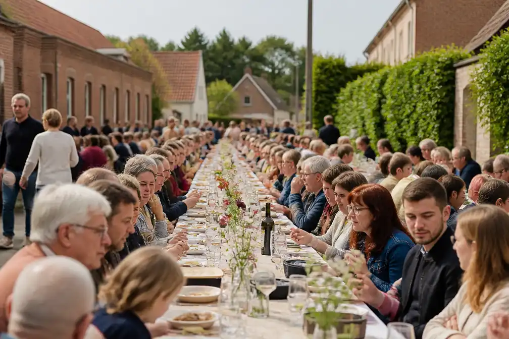 250 mensen schuiven aan bij lange dorpstafel in Ten Ede
