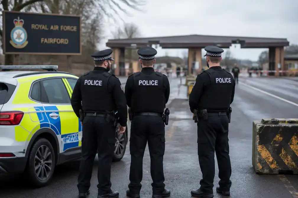 Vijf opgepakte mannen bij RAF Fairford zijn allen Brits, meldt antiterrorismepolitie