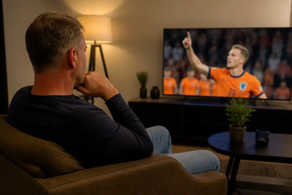 Martijn Meerdink ziet zoon Mexx thuis op tv eerste goals voor Oranje maken