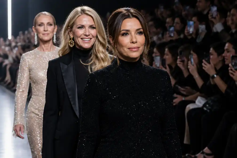 Chantal Janzen op catwalk in Parijs, Céline Dion duikt verrassend op