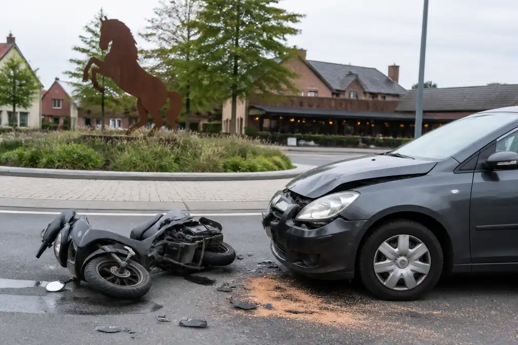 18-jarige bromfietser in levensgevaar na botsing op rotonde in Meulebeke