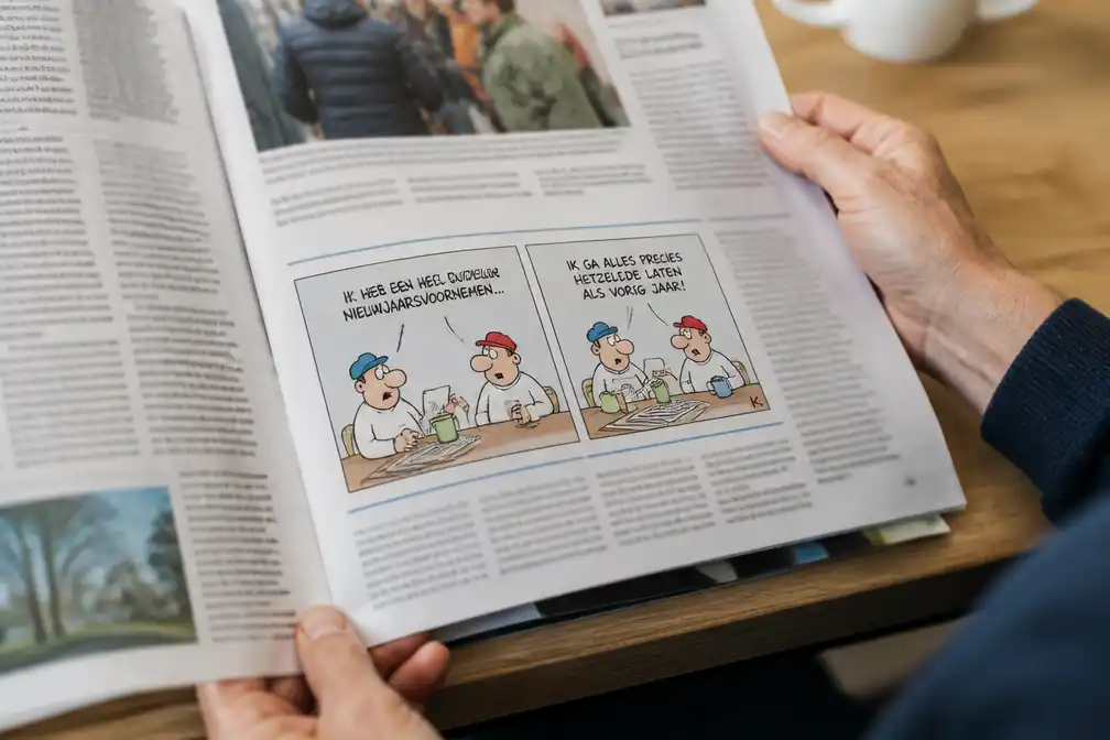 Cartoon Toos & Henk van Paul Kusters verschijnt in De Limburger en Haarlems Dagblad