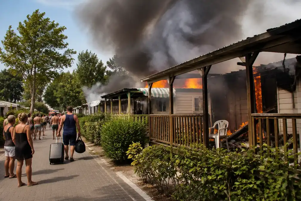 Brand op camping Bella Italia aan het Gardameer jaagt tientallen Nederlandse vakantiegangers op de vlucht