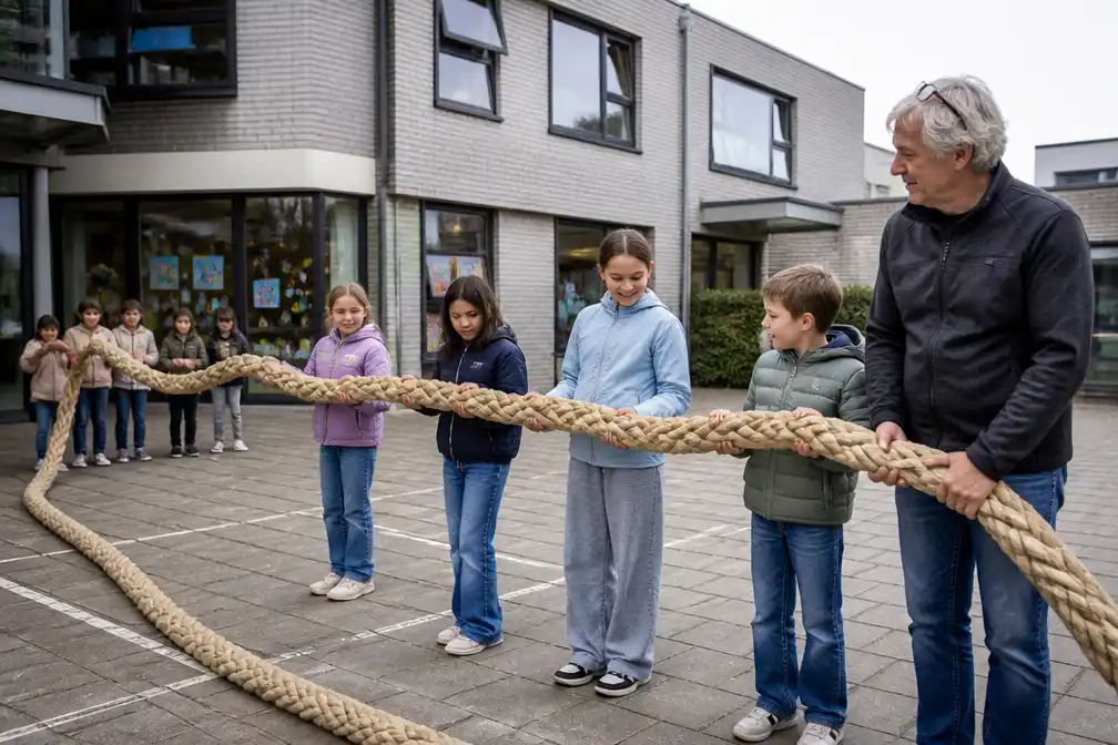 Kunstwerk 'Rope' begint aan vier jaar durende rondreis langs 72 Leuvense scholen