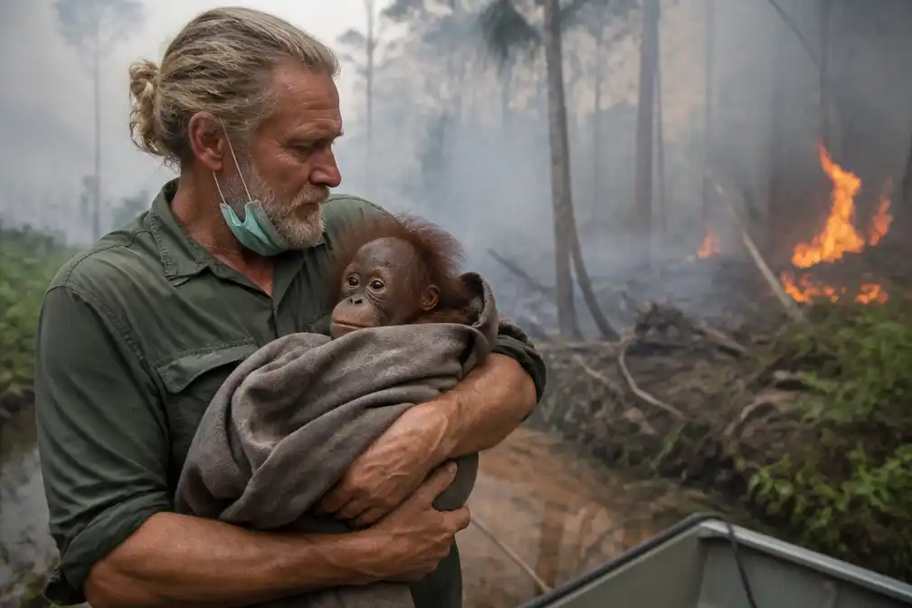 Bosbranden in Indonesië bedreigen orang-oetans, redders proberen apen in veiligheid te brengen