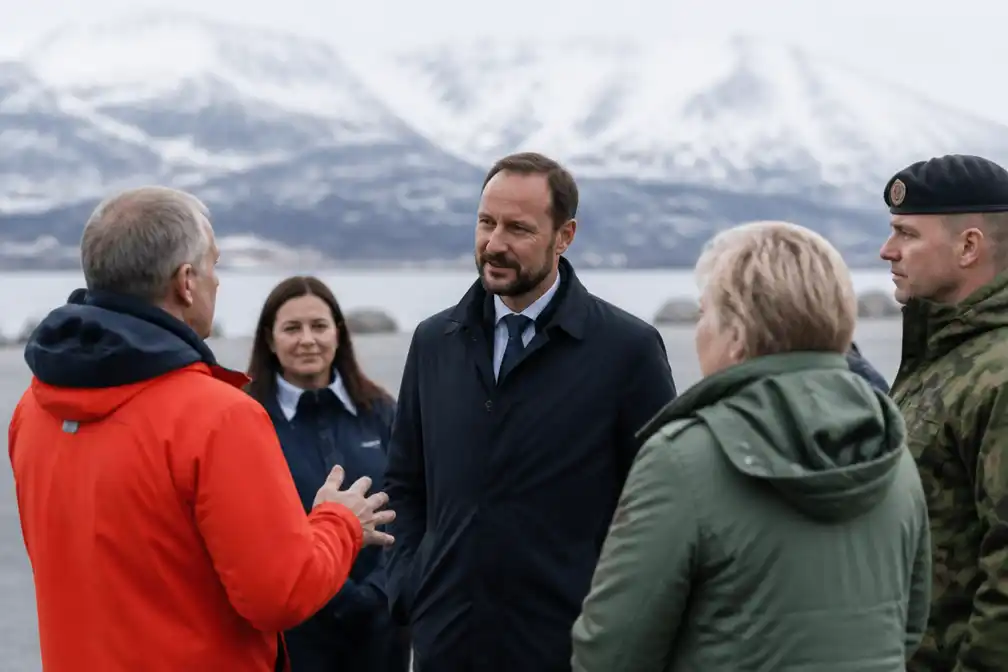 Koning Haakon brengt eerste officiële werkbezoek als koning in Narvik