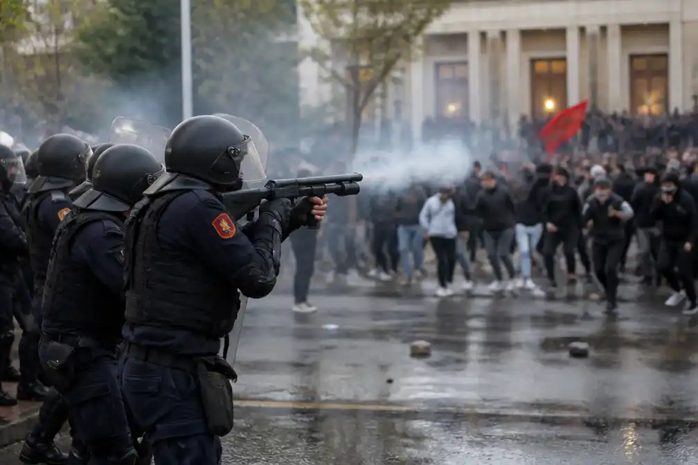Albanese politie en betogers botsen vijfde dag op rij in Tirana