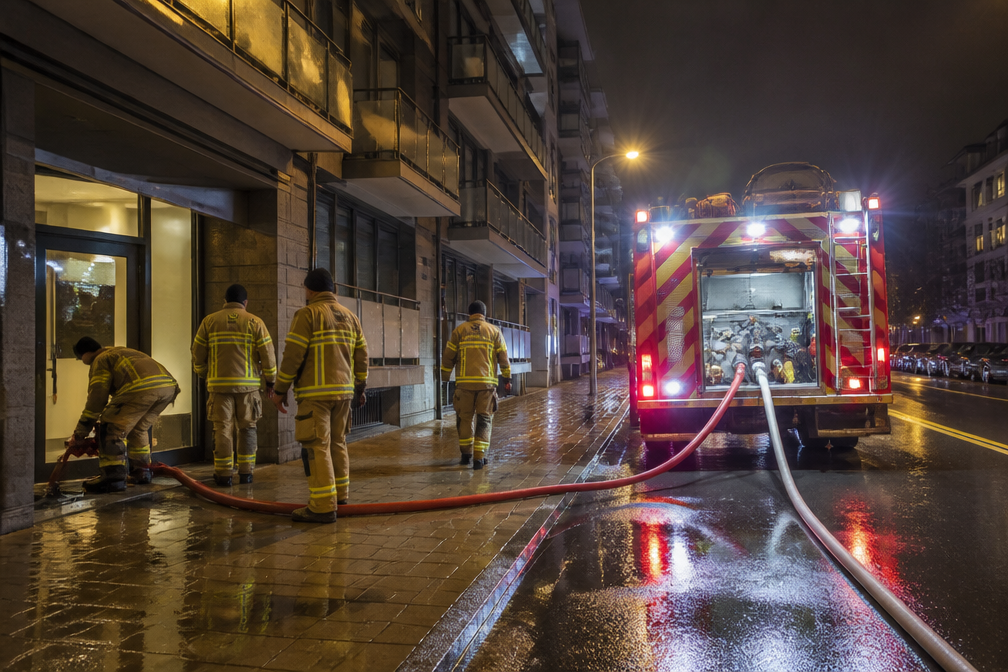 Brandweer Nieuwpoort rukt uit voor waterschade in twee flats na felle regen