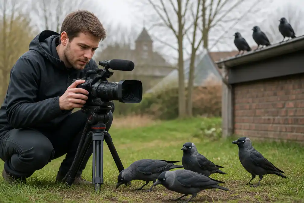 Arne Moons (28) maakt natuurdocumentaire over kauwen in Herk-de-Stad