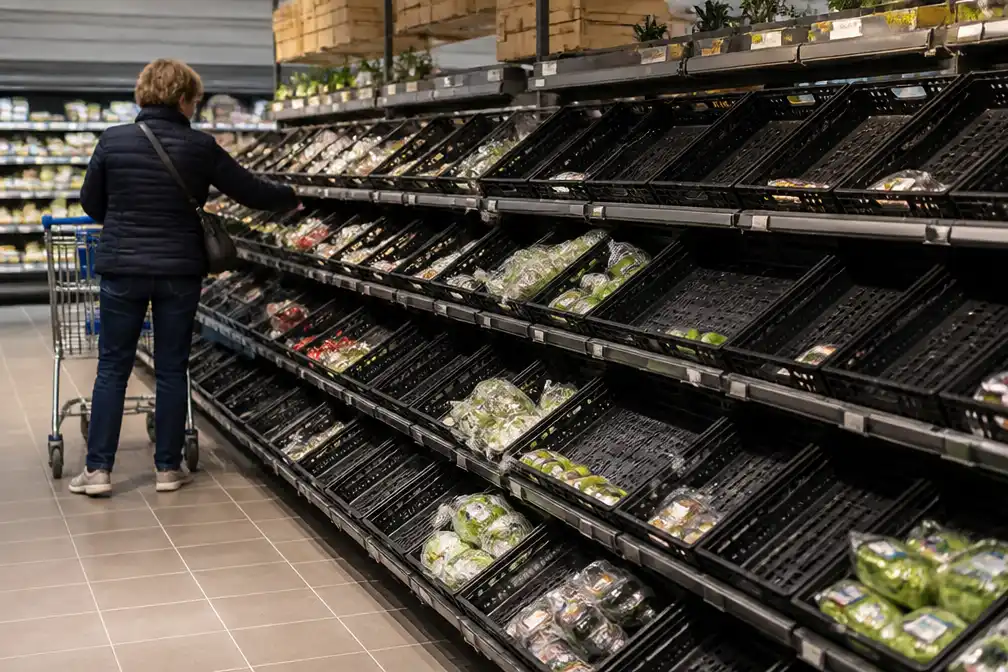 Nog steeds lege schappen bij Albert Heijn, vooral bij groenten en fruit