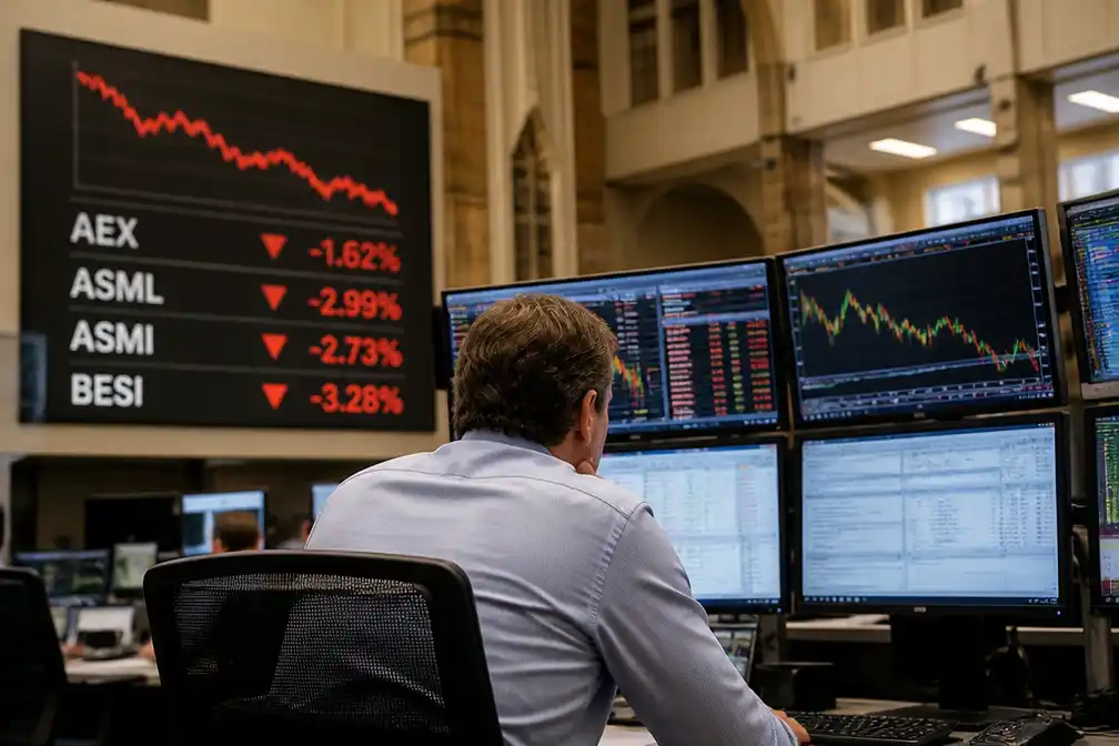 Chipbedrijven onderaan lagere AEX, verliezen tot 3,3 procent