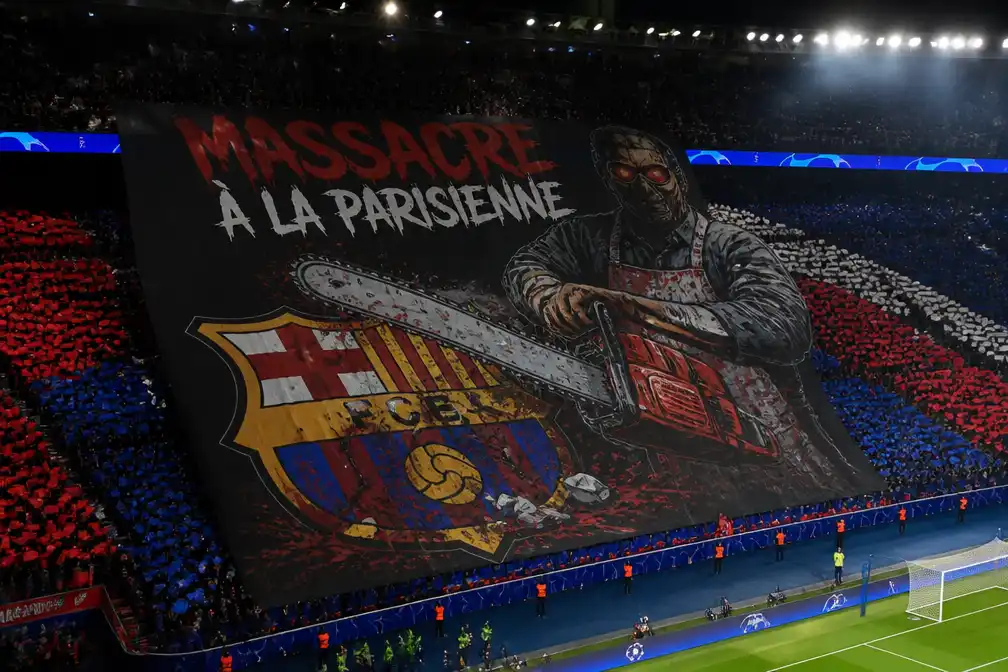 FC Barcelona dient klacht in bij UEFA over PSG-tifo met kettingzaag