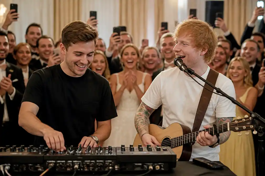 Martin Garrix en Ed Sheeran verrassen bruidspaar in Chicago