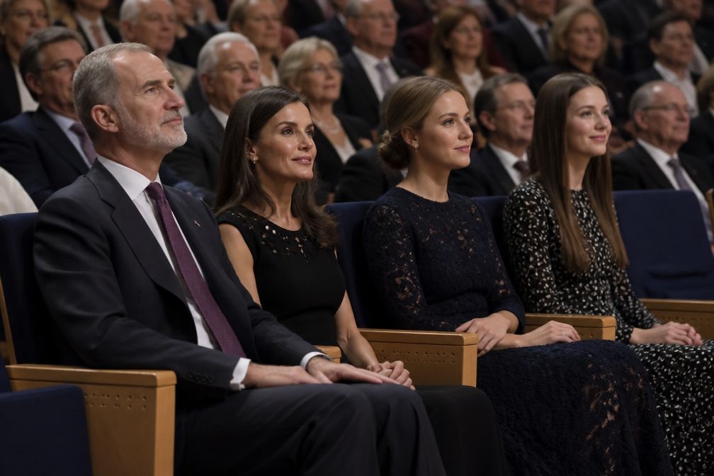 Spaanse koninklijke familie bij concert voor Prinses van Asturiëprijzen in Oviedo