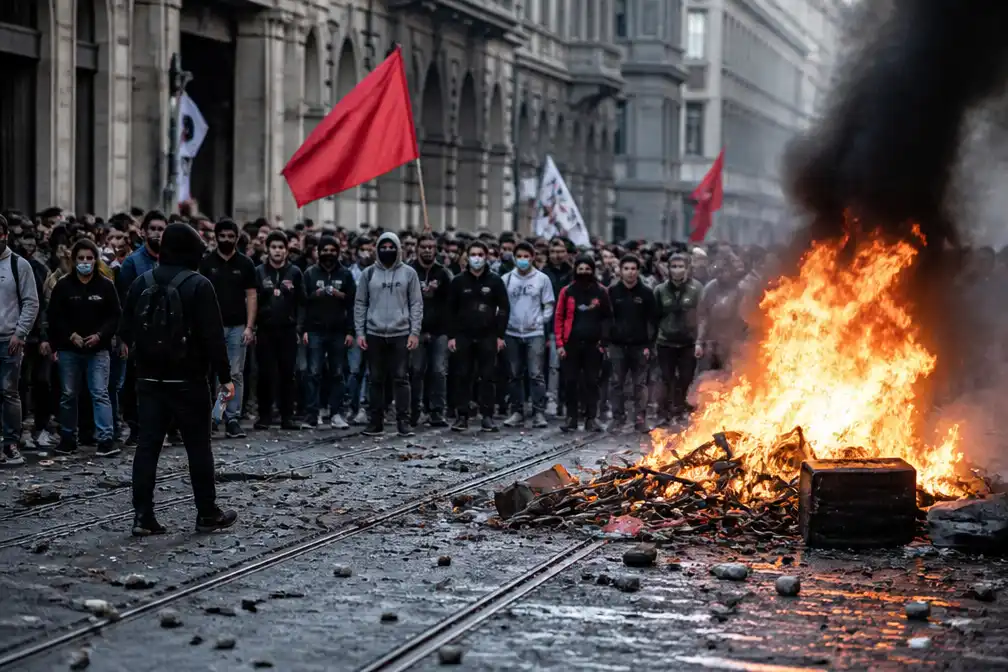 Protesten tegen armoede in Italië overschaduwd door rellen in Milaan