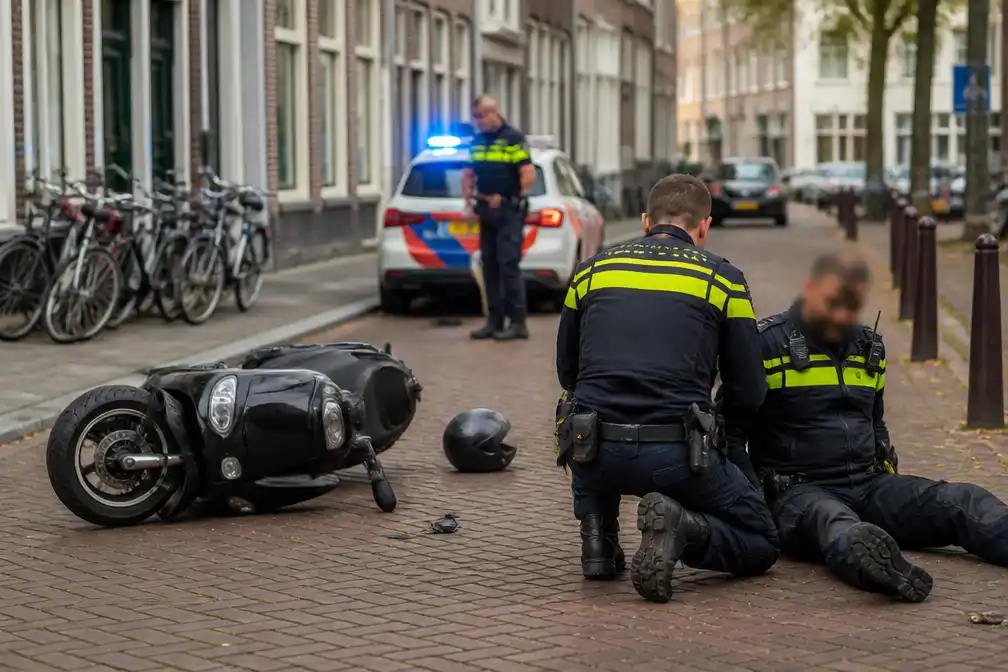Man (22) rijdt tijdens achtervolging met gestolen scooter agenten aan in Leiden