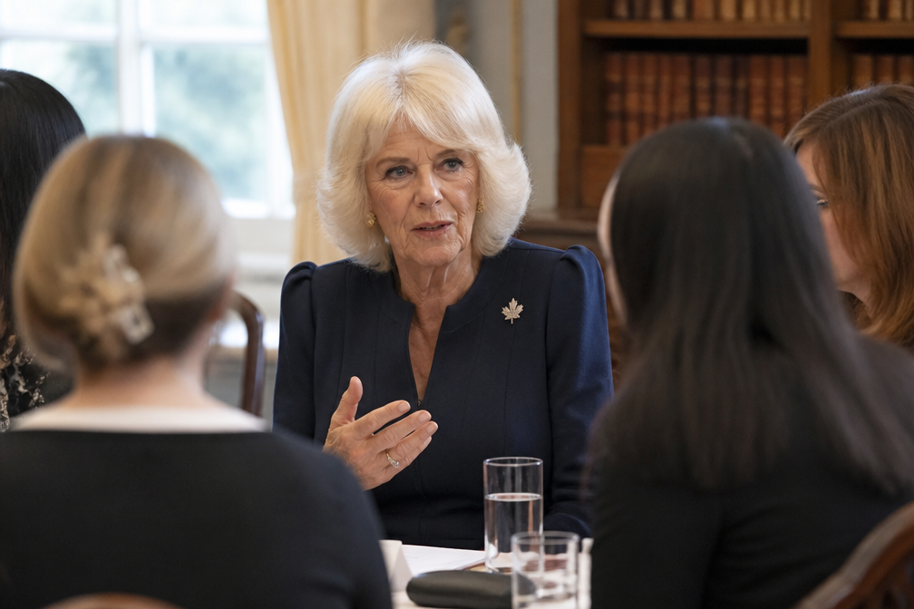Koningin Camilla noemt overlevenden van huiselijk geweld 'echte helden' in Wiltshire