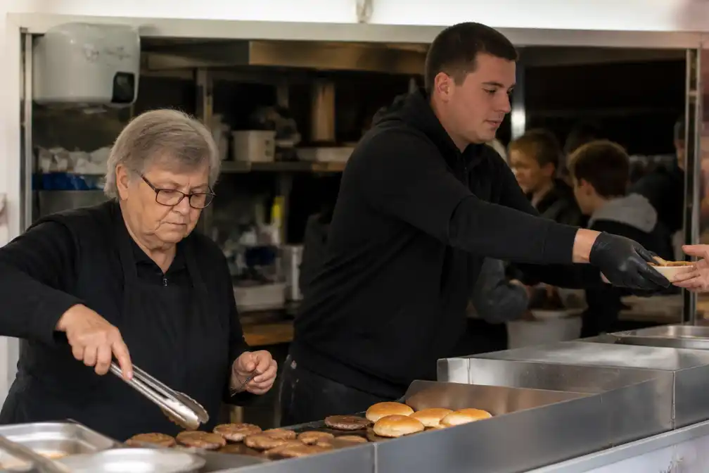 Hamburgerkraam van Jeannine en kleinzoon Yarne stopt na 46 jaar